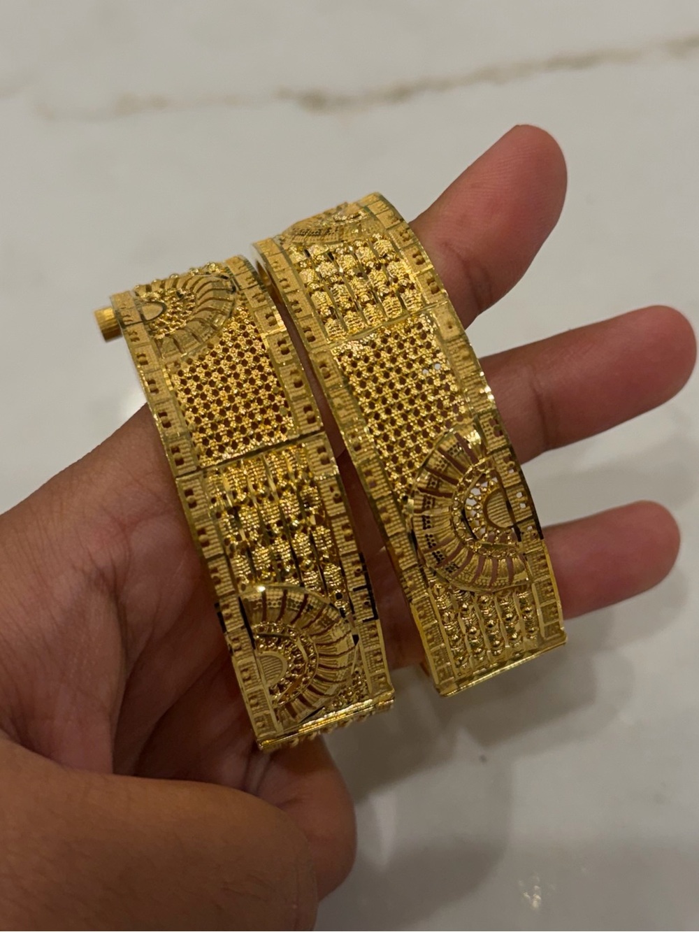 Gold Plated Adjustable Screw Bangle Set of 2 | Pakistani Indian Jewelry